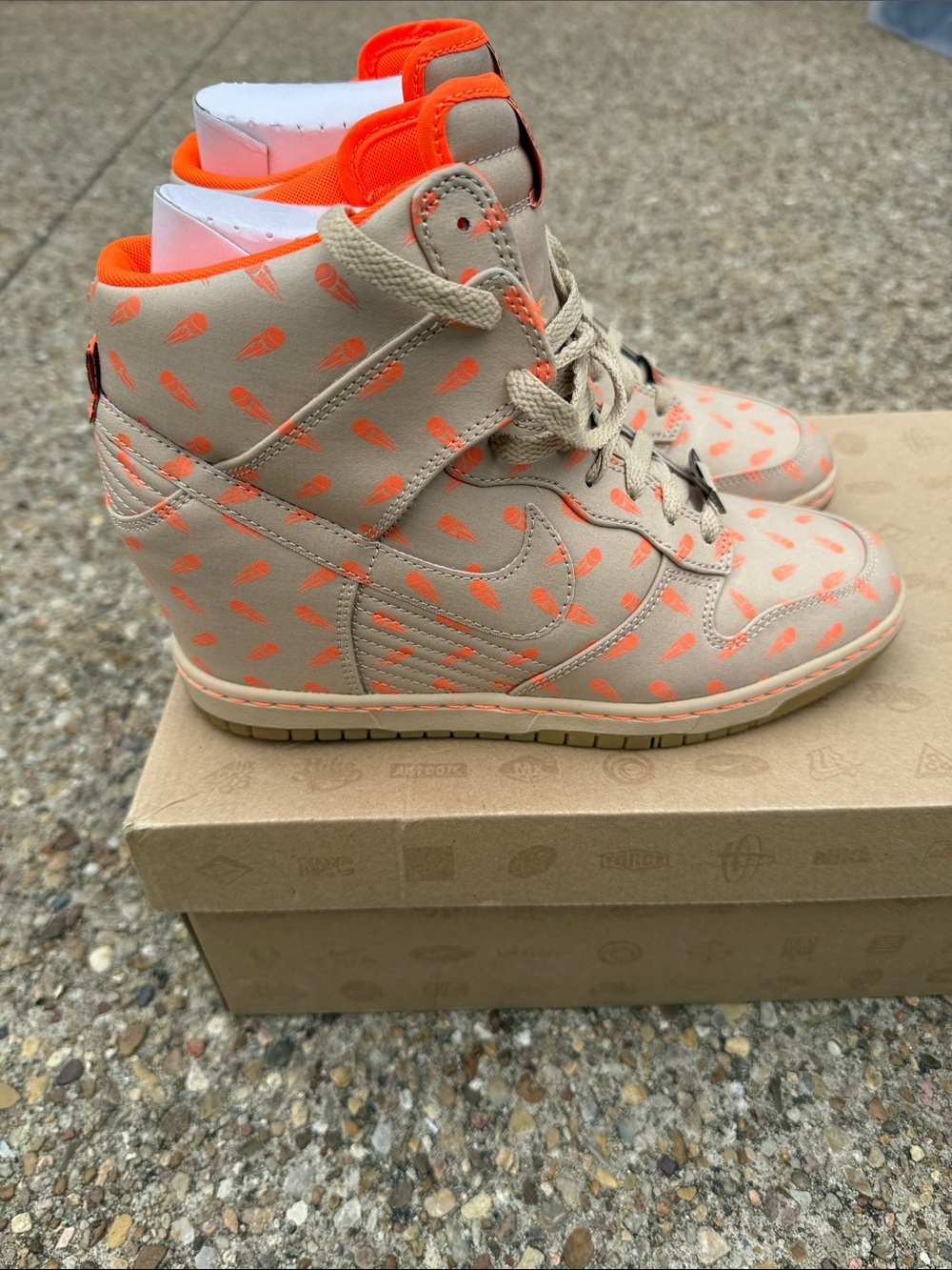 Nike Black History Month (BHM)Beige High-Top Sneakers with Bright Orange Accents - Picture 2 of 4